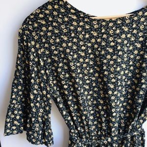 Black floral cotton dress